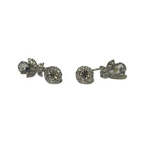 Givenchy Silver-Tone Crystal Cluster Floral Style Fancy Stud Earrings - Silver